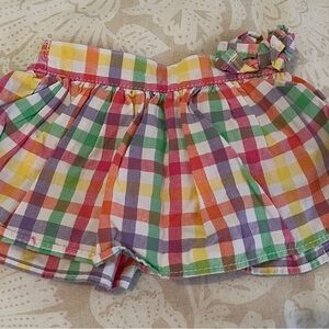 Girls' Multicolor Gingham Skort - Bright Plaid Bottom